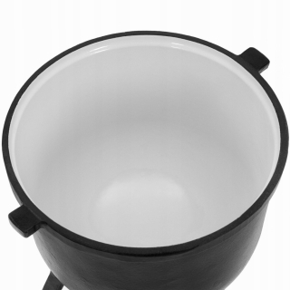 Smaltovaný liatinový hrniec poľovnícky kotlík s pokrievkou nad oheň 4 litre